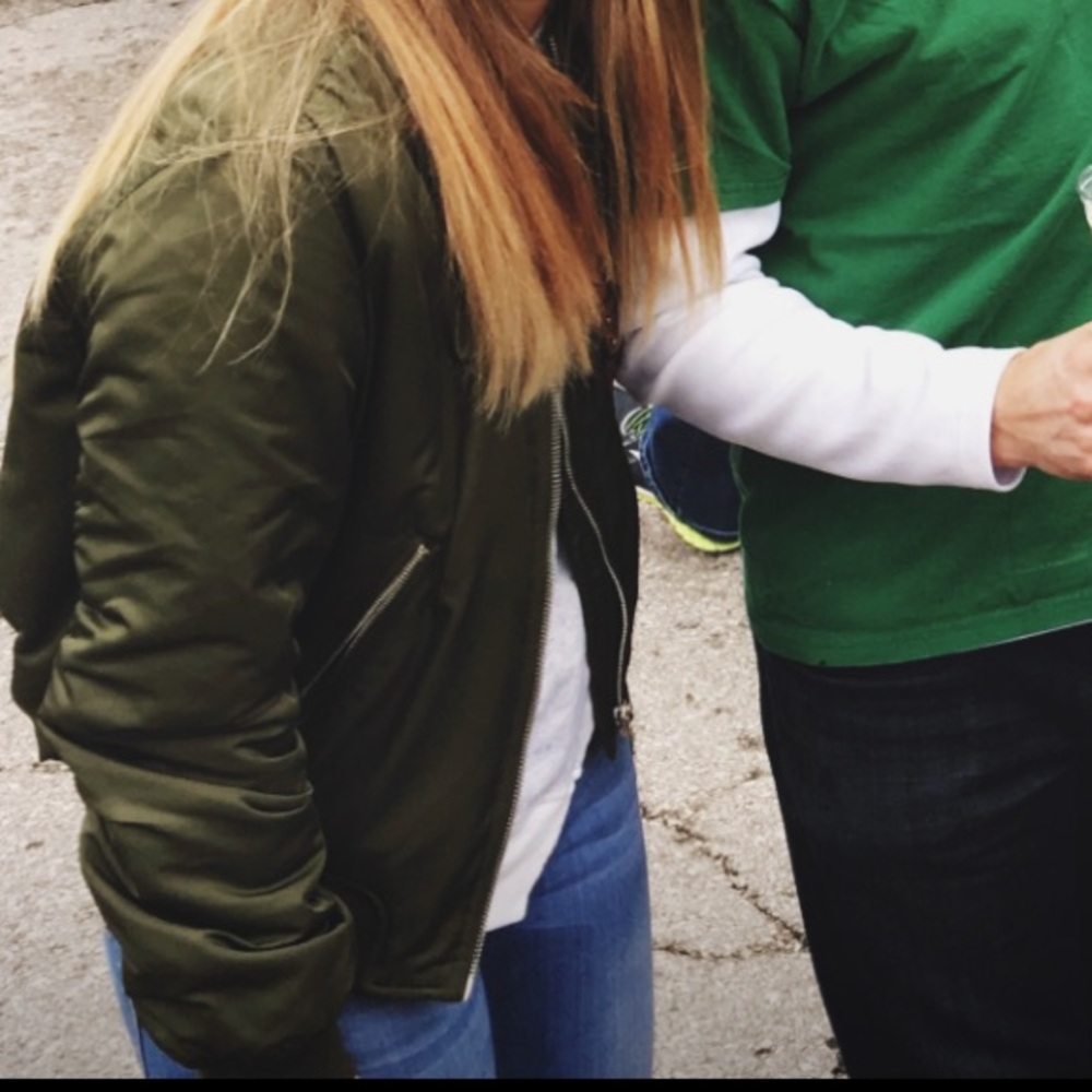 Topshop Green Bomber Jacket - size 6